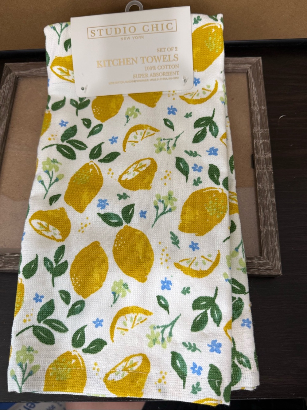 Lemon Print Kitchen Towels - White & Yellow (Set of 2)